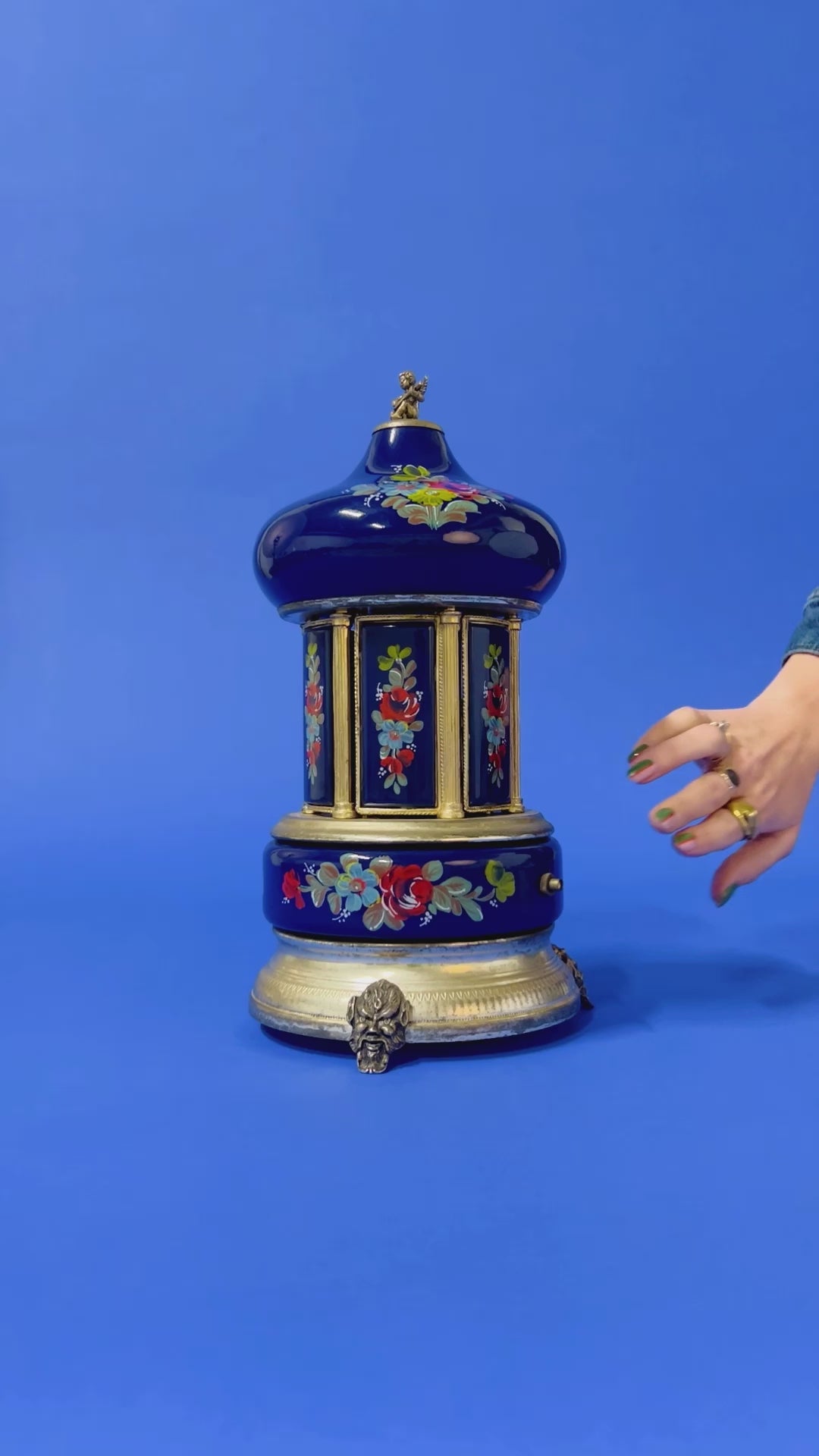 Painted Blue Vintage Cigarette Lipstick Holder Carousel Music Box – LIBBY &  MY